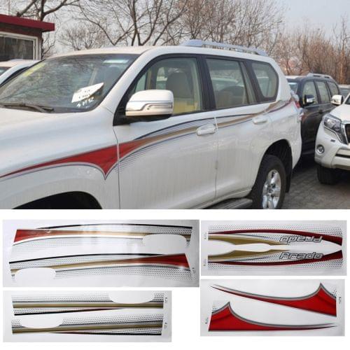 4 PCS SUV Body Decorative Strip Brand Car Streamline Shining Sticker for 2015 Version Prado
