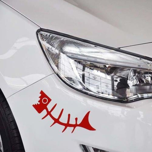 9 PCS Fish Bone Shape Plastic Car Free Sticker(Red)