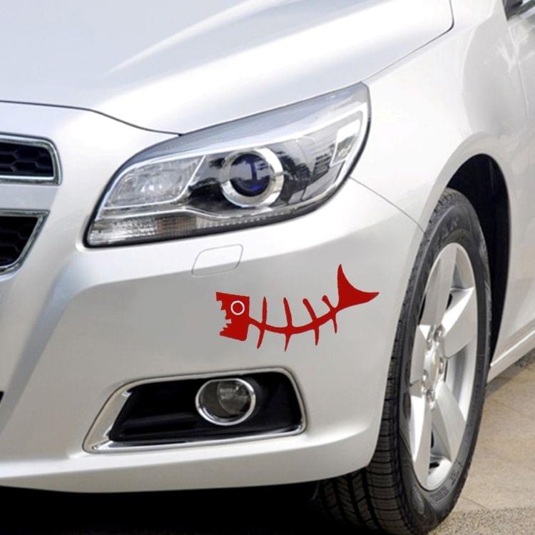 9 PCS Fish Bone Shape Plastic Car Free Sticker(Red)