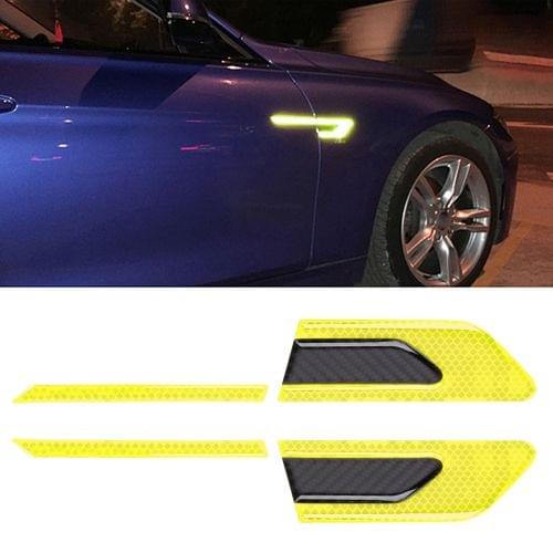 2 PCS Carbon Fiber Car-Styling Fender Reflective Bumper Decorative Strip, External Reflection + Inner Carbon Fiber(Light Yellow)