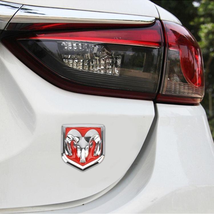 Bull Pattern Car Metal Body Decorative Sticker, Size : S (Silver+Red)