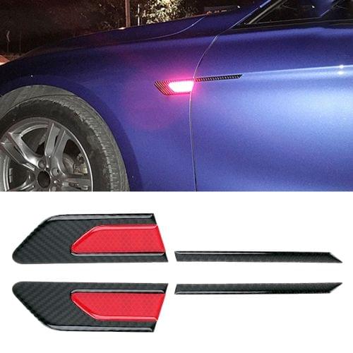 2 PCS Carbon Fiber Car-Styling Fender Reflective Bumper Decorative Strip, Inner Reflection + External Carbon Fiber(Red)