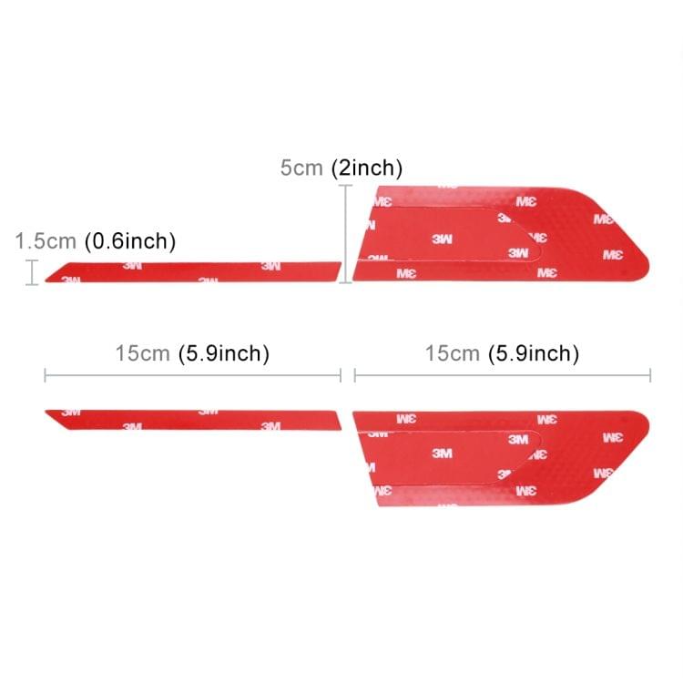 2 PCS Carbon Fiber Car-Styling Fender Reflective Bumper Decorative Strip, Inner Reflection + External Carbon Fiber(Red)