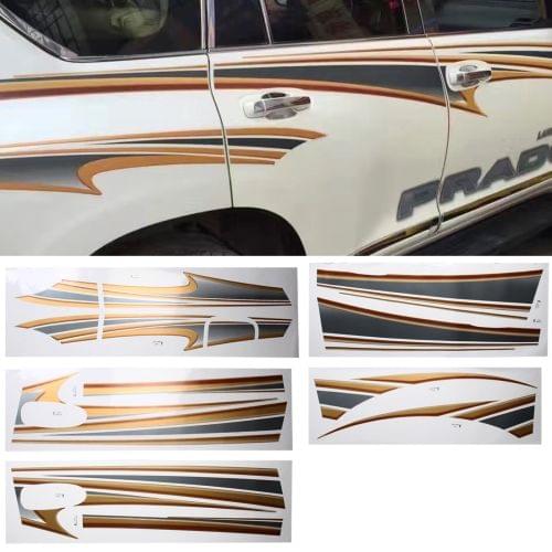 5 PCS SUV Body Decorative Strip Brand Car Streamline Shining Sticker for 2011 Version Prado 4000