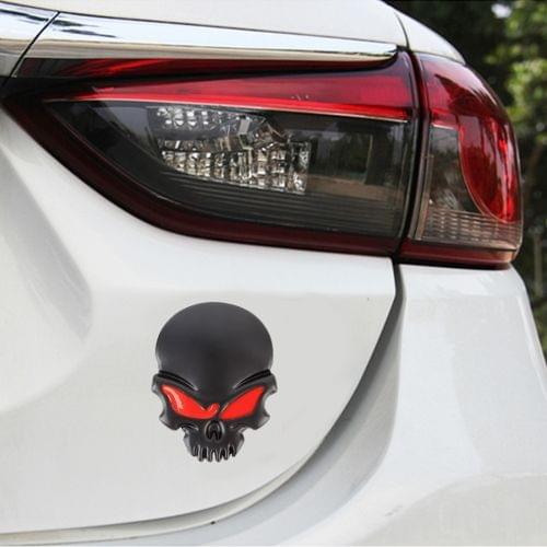 Skull Shape Car Metal Body Decorative Sticker (Black)
