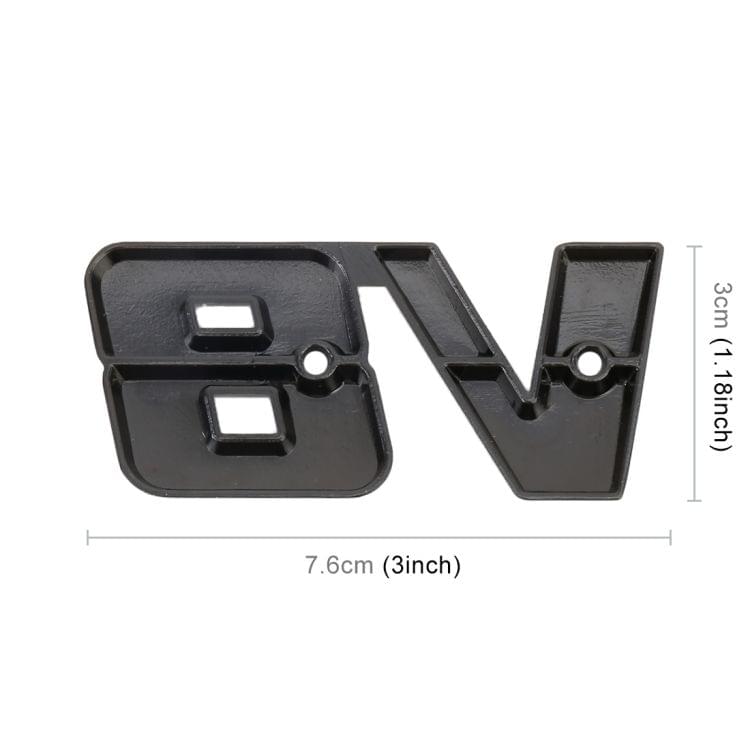 V8 Connect Shape Car Metal Body Decorative Sticker, Size : L (Black)