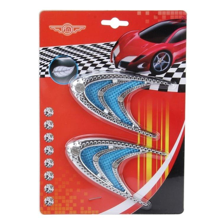 2 PCS Car Plastic Decorative Sticker, Size: 10.0 x 5.0cm(Silver + Blue)