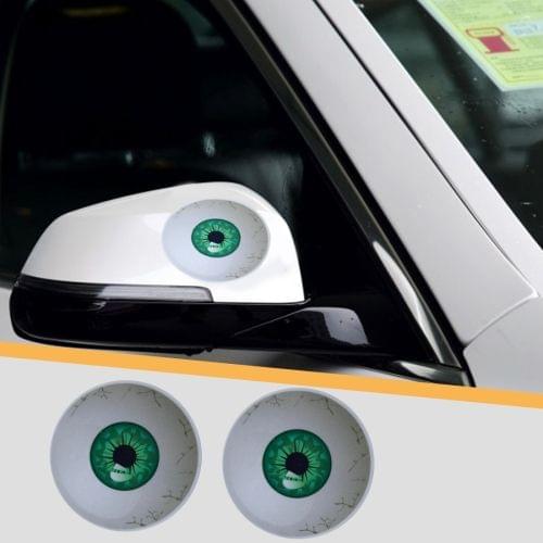 2 PCS Car Auto Creative 3D Eye Rear View Mirror Sticker(Green)