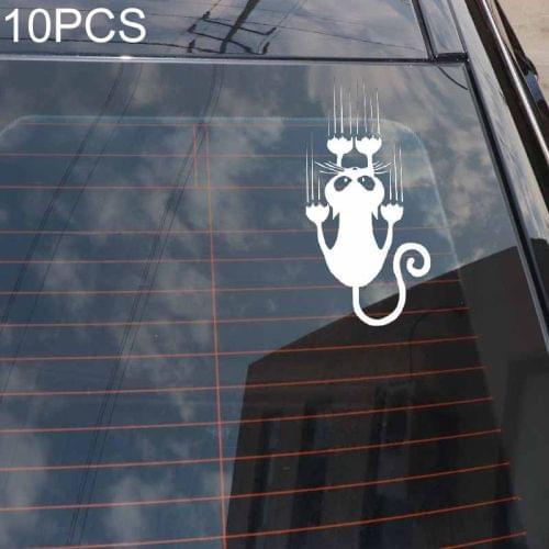 10 PCS YOJA Waterproof Cat Pattern Car Sticker Funny Animal Vinyl Decal Car Window Bumper Stickers, Size: 7.5x15cm(Silver)