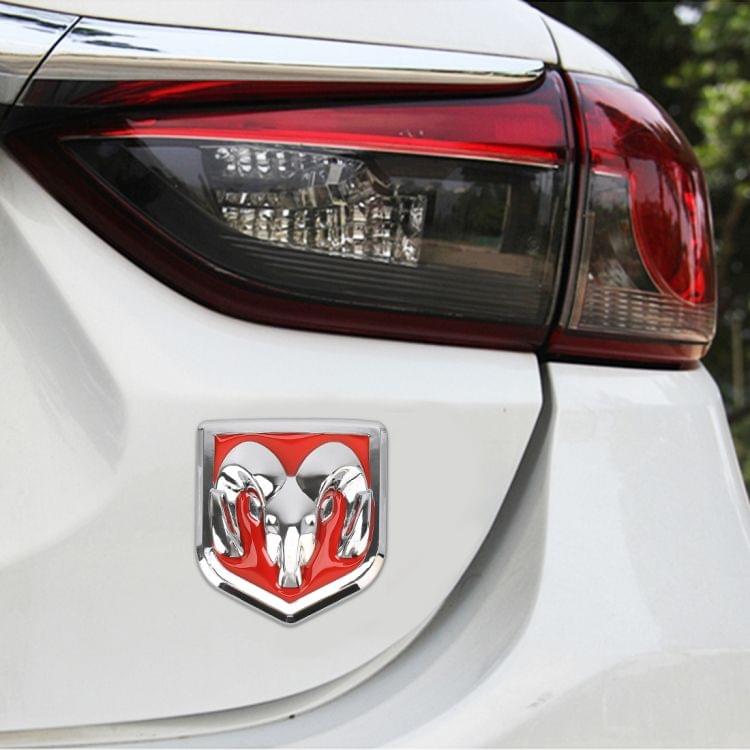 Bull Pattern Car Metal Body Decorative Sticker，Size : M (Silver+Red)