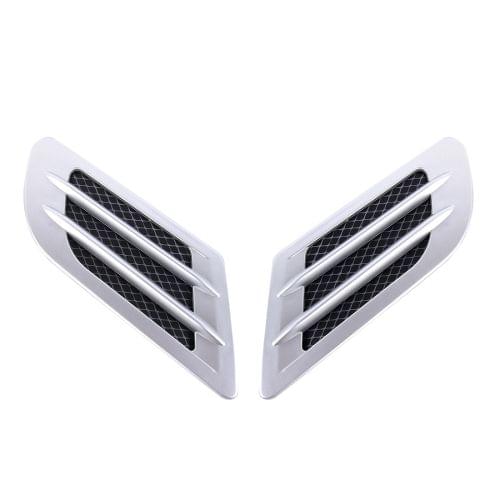 2 PCS Euro Style Plastic Decorative Air Flow Intake Turbo Bonnet Hood Side Vent Grille Cover With Self-adhesive Sticker(Grey)