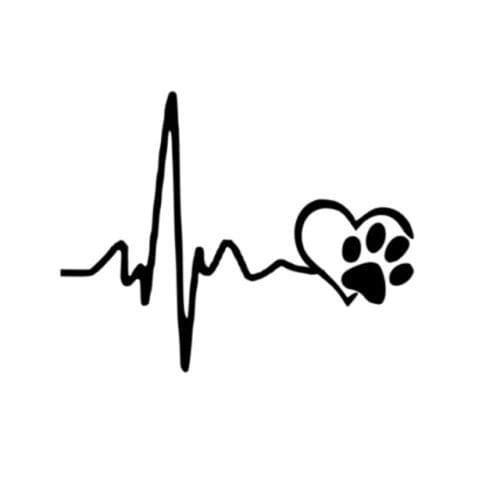 10 PCS YJZT Heartbeat Love Dog Footprints Creative Vinyl Car Sticker Decals,Size: 13×10.3cm(Black)