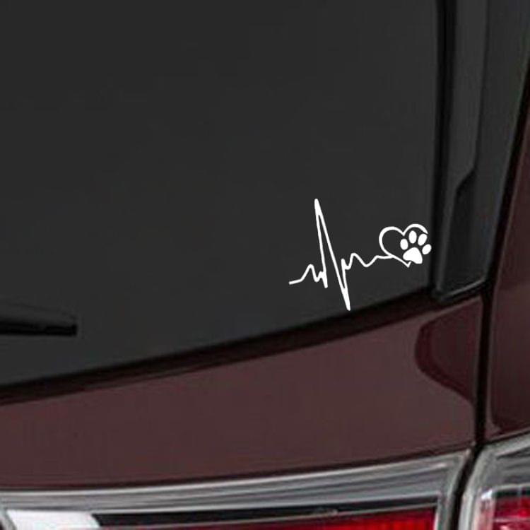 10 PCS YJZT Heartbeat Love Dog Footprints Creative Vinyl Car Sticker Decals,Size: 13×10.3cm(Black)