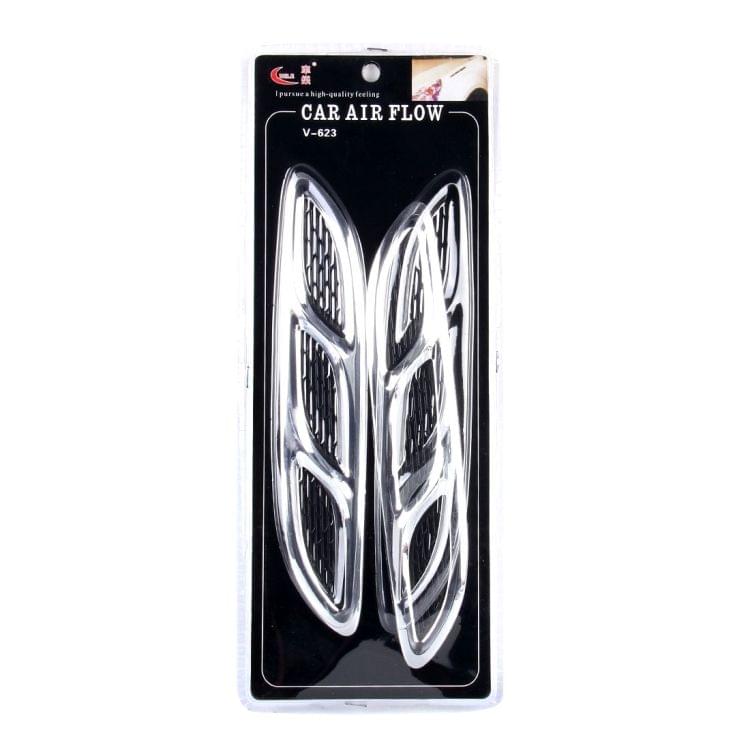 2PCS V-623 JDM Style Plastic Decorative Air Flow Intake Turbo Bonnet Hood Side Vent Cover With Self-adhesive Stick
