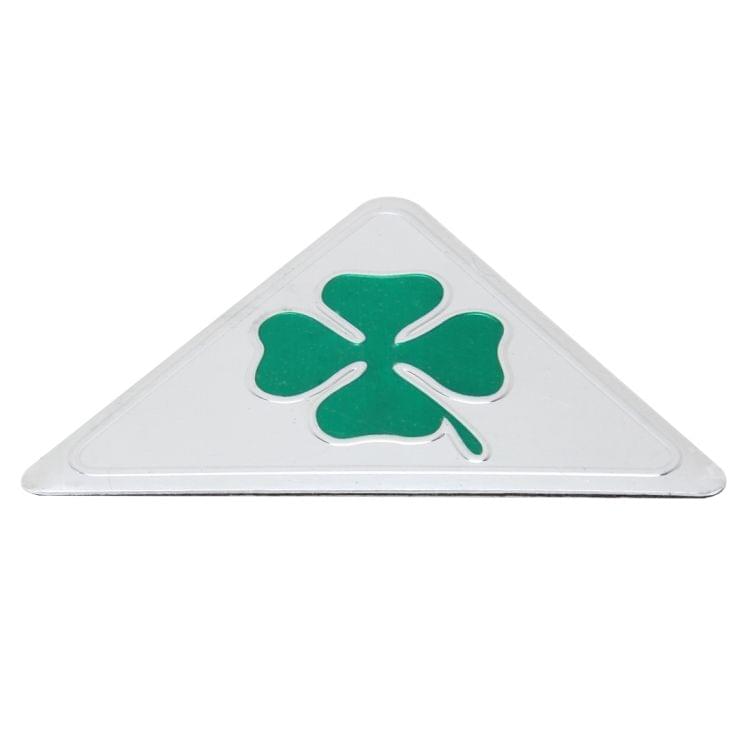 Four Leaf Clover Herb Luck Symbol Aluminum Slim Triangle Badge Emblem Labeling Sticker Styling Car Dashboard  Decoration