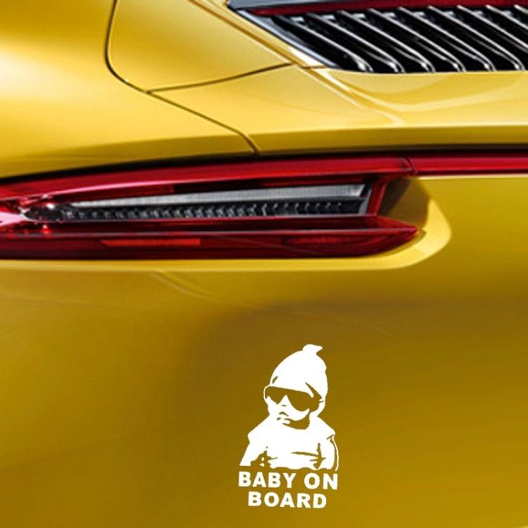 20pcs 14*9CM BABY ON BOARD Cool Rear Reflective Sunglasses Child Car Stickers Warning Decals(Silver)