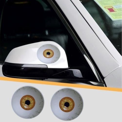 2 PCS Car Auto Creative 3D Eye Rear View Mirror Sticker(Yellow)