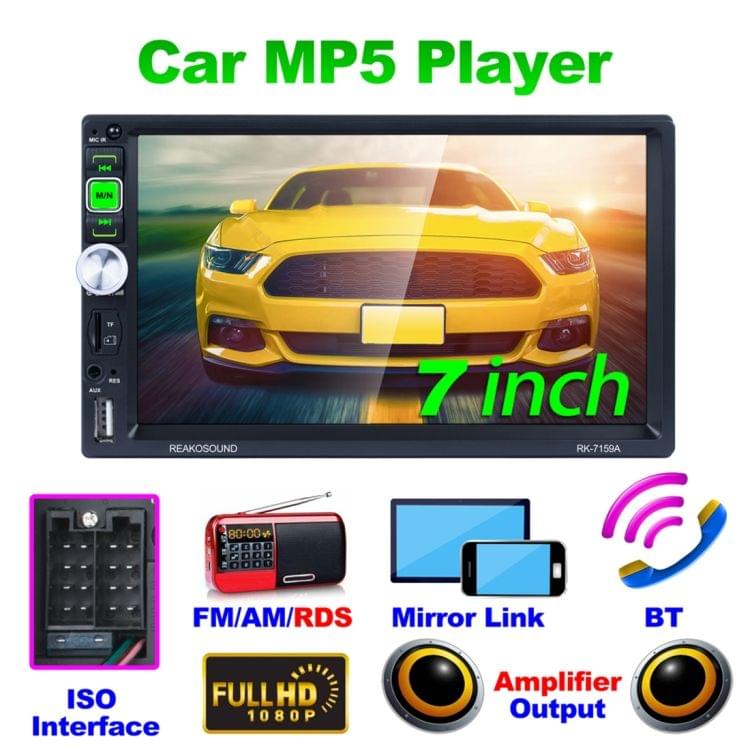 7159A HD 2 Din 7 inch Car Radio Receiver MP5 Player, Support FM & AM & Bluetooth & TF Card