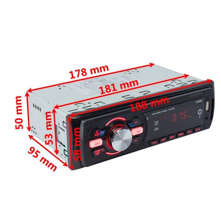 1025 Wireless Bluetooth Car Stereo Receiver Audio Radio MP3 Player, with U-disk & SD Card Slot, AUX in and FM