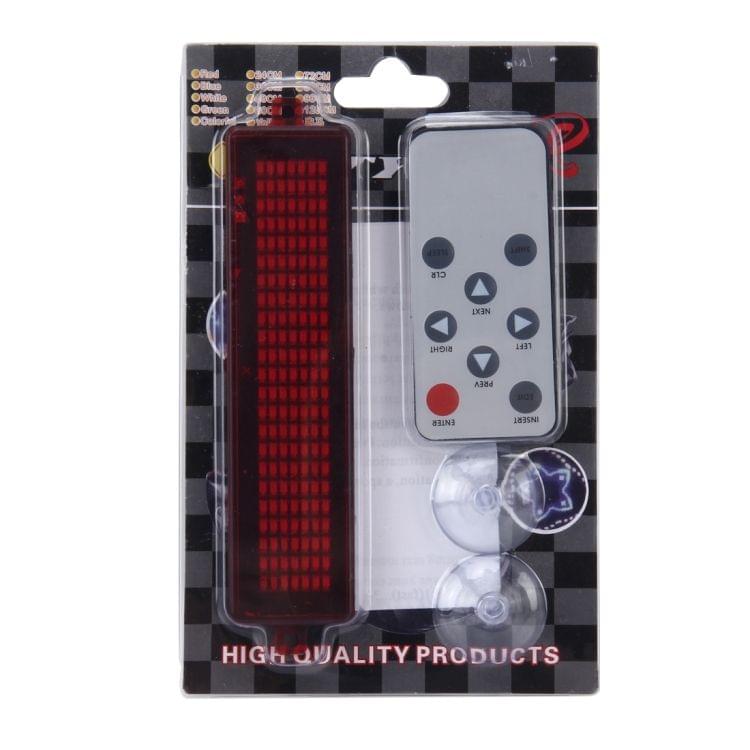 DC 12V Car LED Programmable Showcase Message Sign Scrolling Display Lighting Board with Remote Control (Red Light)