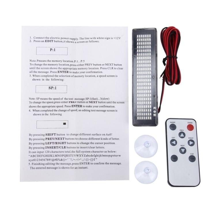 DC 12V Car LED Programmable Showcase Message Sign Scrolling Display Lighting Board with Remote Control (Blue Light)