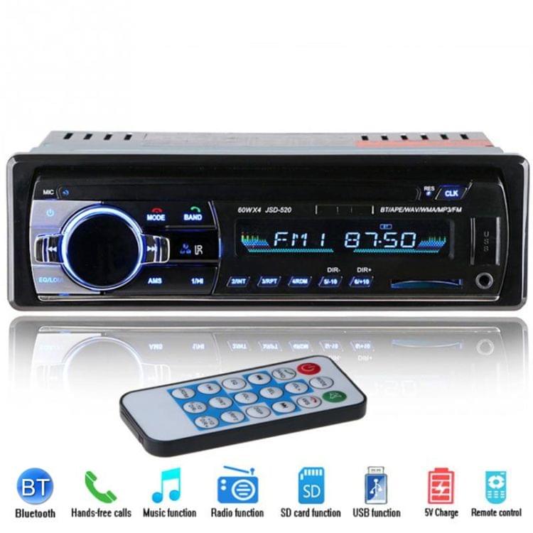 JSD-520 Car Stereo Radio MP3 Audio Player Support Bluetooth Hand-free Calling / FM / USB / SD