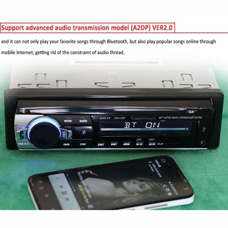 JSD-520 Car Stereo Radio MP3 Audio Player Support Bluetooth Hand-free Calling / FM / USB / SD