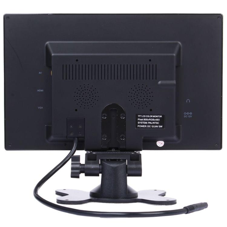 9.0 inch 800*480 Car Surveillance Cameras Monitor with Adjustable Angle Holder & Remote Control, Support VGA / HDMI / AV(Black)