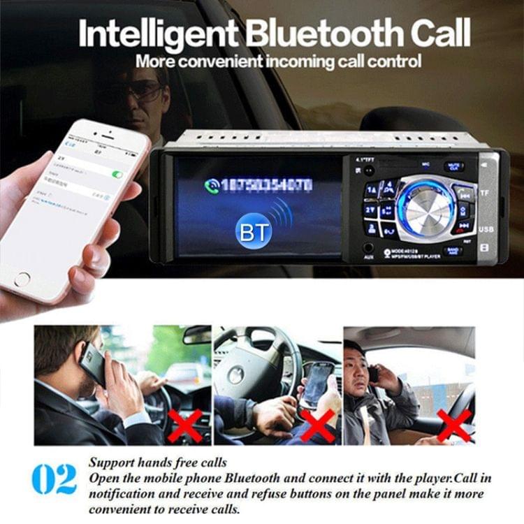 4012B HD 1 Din 4.1 inch Car Bluetooth Radio Receiver MP5 Player, Support FM & TF Card, with Steering Wheel Remote Control