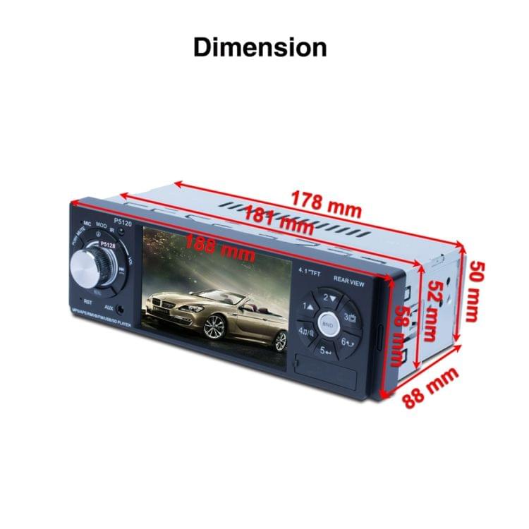 P5120 Single Din 4.1 inch HD Digital Car Stereo Radio MP5 Audio Player, Support FM / Bluetooth / USB / TF / Rear View / Steering Wheel Controls