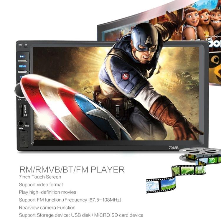 7018B 7.0 inch HD Touch Screen Dual DIN Car Radio Bluetooth Stereo MP3 / MP4 / MP5 Player with Remote Control, 6800 Module, Support  FM / TF Card / USB Flash Disk