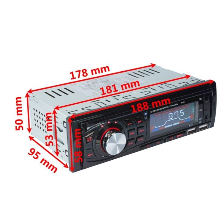 1132 Single Din Car Audio FM Radio Stereo Receiver Bluetooth MP3 Player, Support USB / SD Card / AUX, with Remote Control