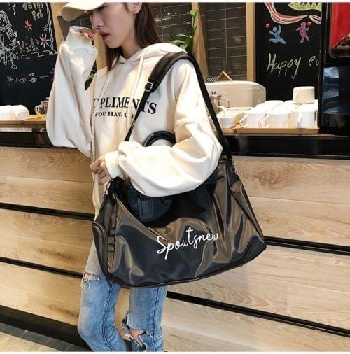 Oxford Cloth Shoulder Travel Bag Leisure Sport Handbag with Shoes Socket (L)