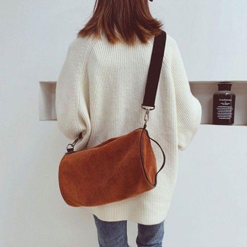 Soft Velvet Shoulder Sports Gym Handbag Travel Bag (Brown)