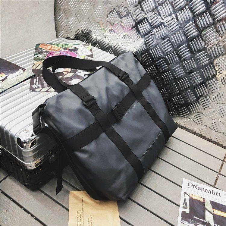 Nylon Inclined Shoulder Sports Gym Bag Travel Handbag (Grey)