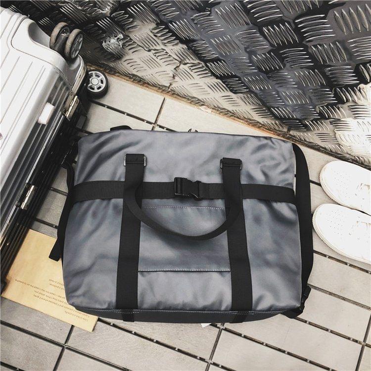 Nylon Inclined Shoulder Sports Gym Bag Travel Handbag (Grey)