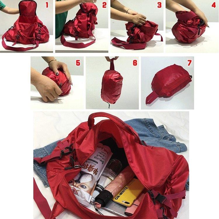 Foldable Nylon Shoulder Travel Bag Leisure Sport Handbag (Red)