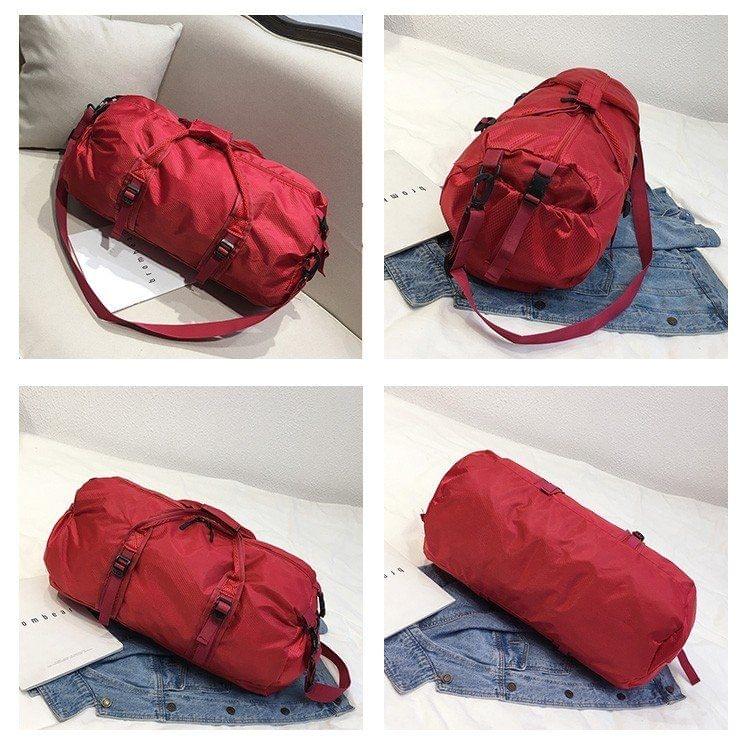 Foldable Nylon Shoulder Travel Bag Leisure Sport Handbag (Red)