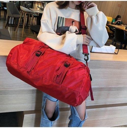 Foldable Nylon Shoulder Travel Bag Leisure Sport Handbag (Red)