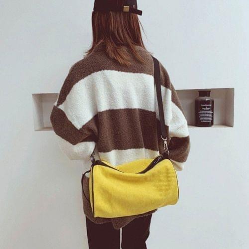 Soft Velvet Shoulder Sports Gym Handbag Travel Bag (Yellow)