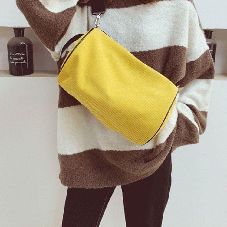 Soft Velvet Shoulder Sports Gym Handbag Travel Bag (Yellow)