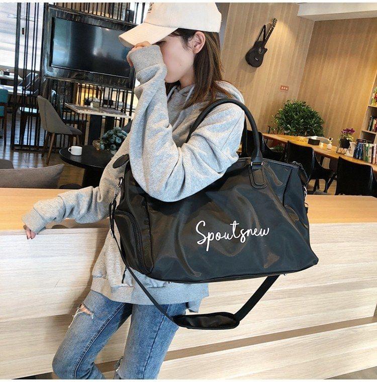 Oxford Cloth Shoulder Travel Bag Leisure Sport Handbag with Shoes Socket (S)