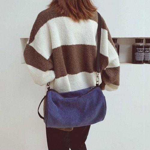 Soft Velvet Shoulder Sports Gym Handbag Travel Bag (Blue)