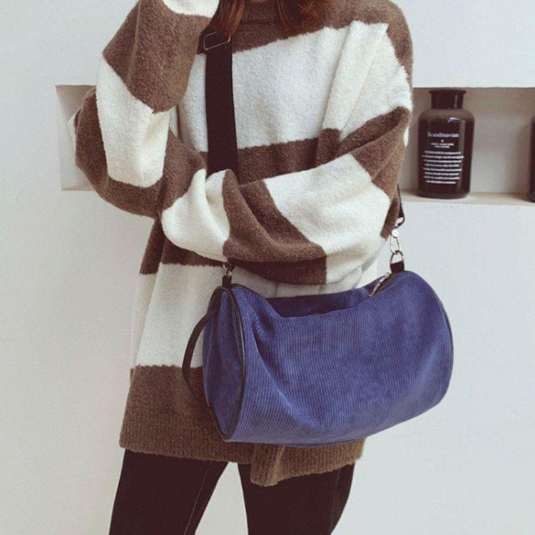 Soft Velvet Shoulder Sports Gym Handbag Travel Bag (Blue)