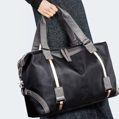 Waterproof Oxford Cloth Shoulder Travel Bag Sports Gym Handbag (Black)
