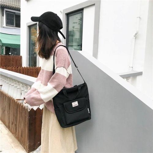 Anti-splash Nylon Fabric Single Shoulder Messenger Bag Ladies Handbag Bags (Black)