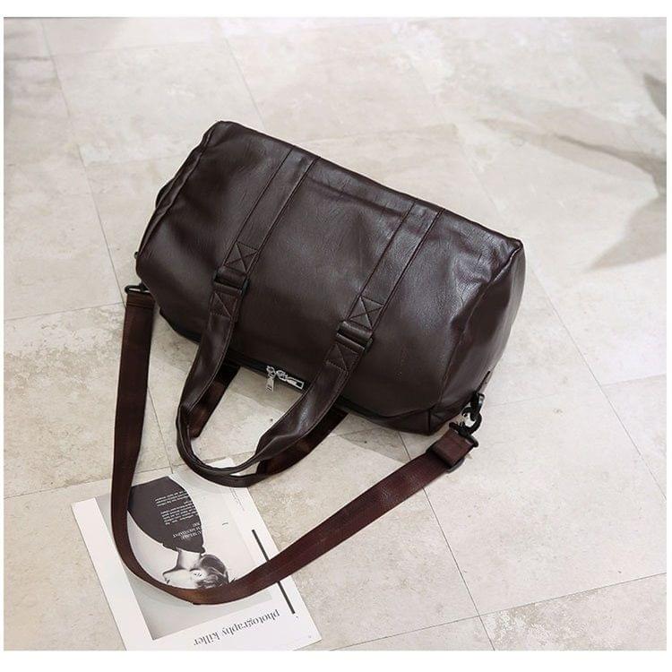 PU Leather Shoulder Travel Bag Sport Leisure Men Handbag with Shoes Socket (Color:Brown Size: + S)