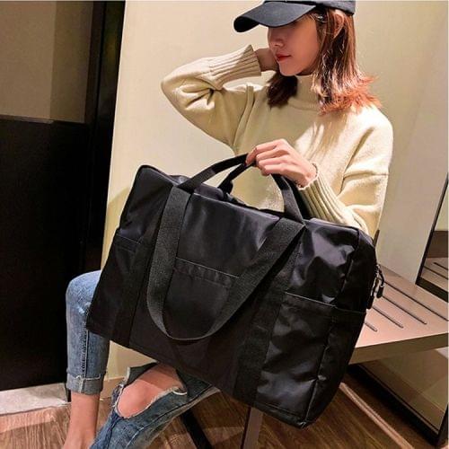 Leisure Oxford Cloth Shoulder Travel Bag Sport Handbag (Black)