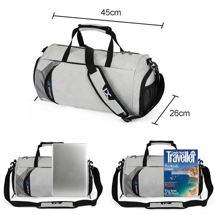 IX LK8036A Waterproof Multi-function Dry Wet Separation Yoga Fitness  One-shoulder Portable Travel Bag with Pull Rod Strap, Size: 45 x 26 x 26cm(Light Grey)