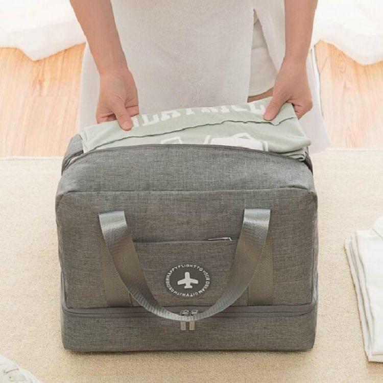 Waterproof Large Capacity Double Layer Beach Bag Portable Sports Bags Cube Bags Travel Bags(Gray)